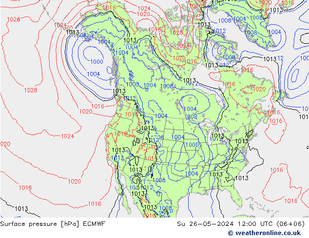 Presión superficial ECMWF dom 26.05.2024 12 UTC