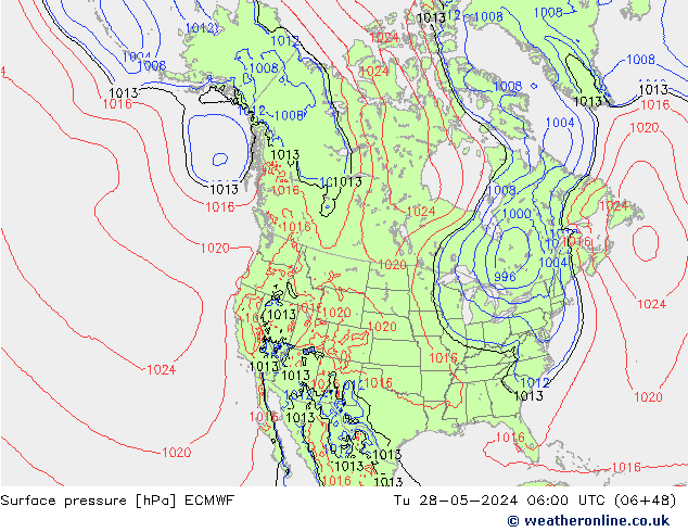 Surface pressure ECMWF Tu 28.05.2024 06 UTC