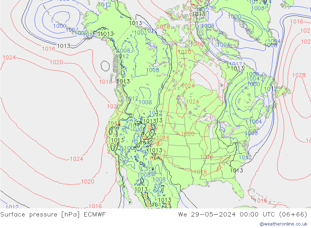 Atmosférický tlak ECMWF St 29.05.2024 00 UTC