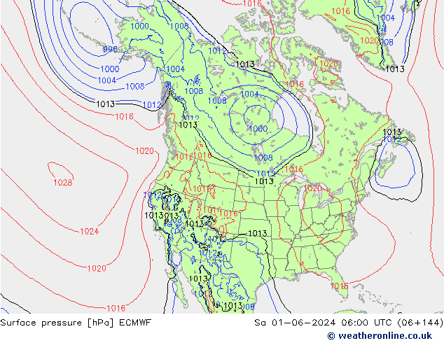 Surface pressure ECMWF Sa 01.06.2024 06 UTC