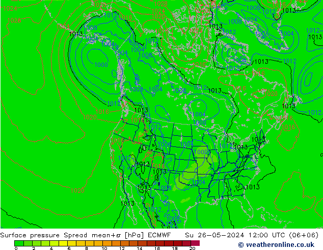 приземное давление Spread ECMWF Вс 26.05.2024 12 UTC