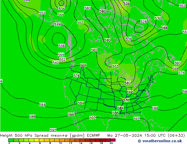 Height 500 hPa Spread ECMWF Mo 27.05.2024 15 UTC