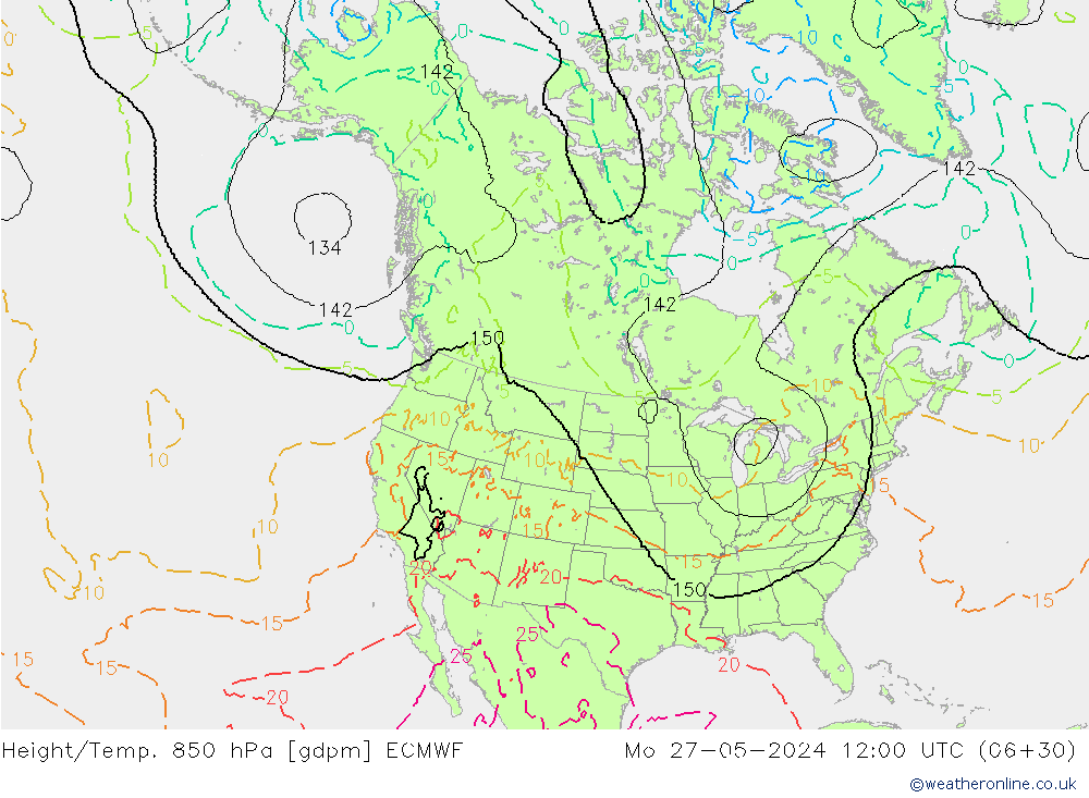 Height/Temp. 850 hPa ECMWF  27.05.2024 12 UTC