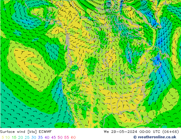 Wind 10 m ECMWF wo 29.05.2024 00 UTC