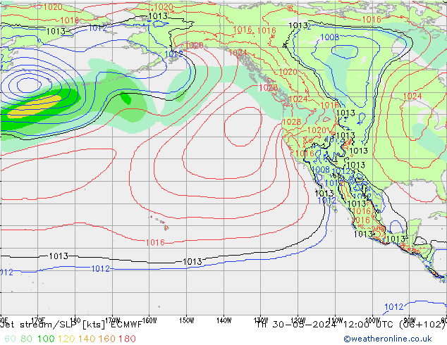 Prąd strumieniowy ECMWF czw. 30.05.2024 12 UTC