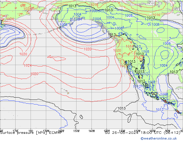 Presión superficial ECMWF dom 26.05.2024 18 UTC