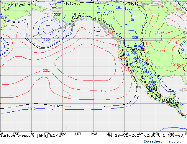 Surface pressure ECMWF We 29.05.2024 00 UTC