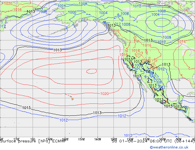 Pressione al suolo ECMWF sab 01.06.2024 06 UTC