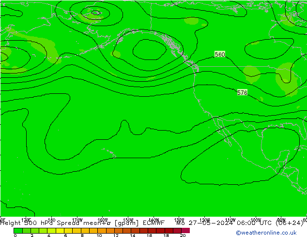 Height 500 hPa Spread ECMWF  27.05.2024 06 UTC