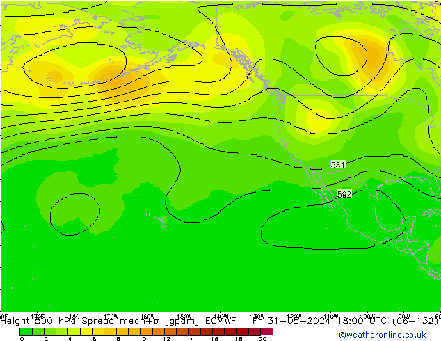 Height 500 hPa Spread ECMWF Pá 31.05.2024 18 UTC