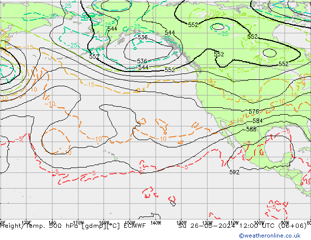 Hoogte/Temp. 500 hPa ECMWF zo 26.05.2024 12 UTC