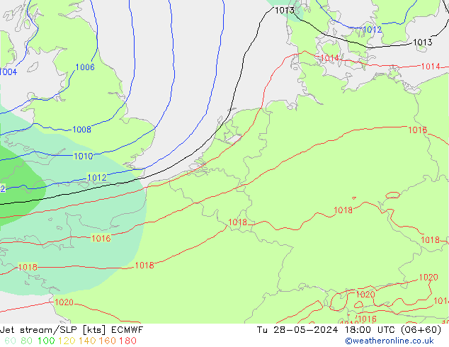 Polarjet/Bodendruck ECMWF Di 28.05.2024 18 UTC