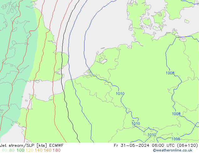 Jet stream/SLP ECMWF Pá 31.05.2024 06 UTC