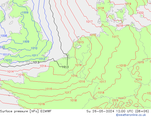 Bodendruck ECMWF So 26.05.2024 12 UTC