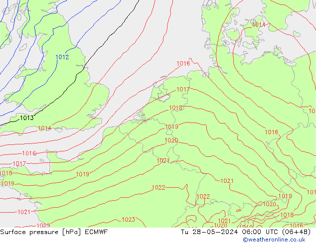 pressão do solo ECMWF Ter 28.05.2024 06 UTC