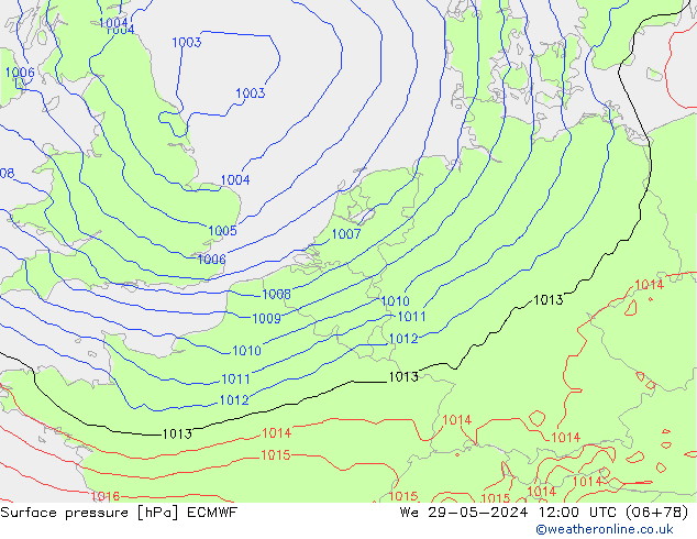 Surface pressure ECMWF We 29.05.2024 12 UTC