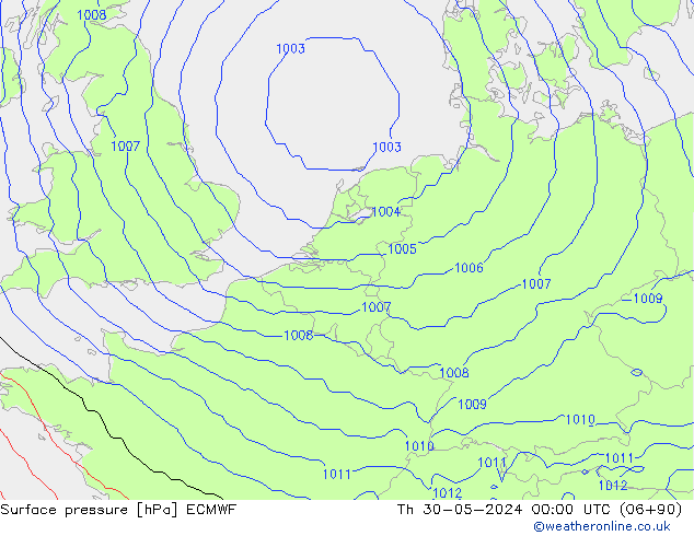 Surface pressure ECMWF Th 30.05.2024 00 UTC