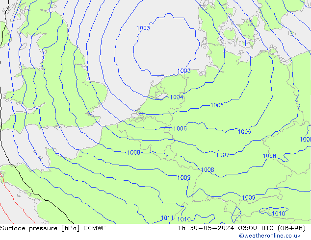 Surface pressure ECMWF Th 30.05.2024 06 UTC