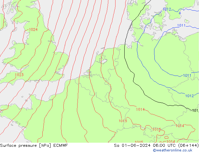 Bodendruck ECMWF Sa 01.06.2024 06 UTC