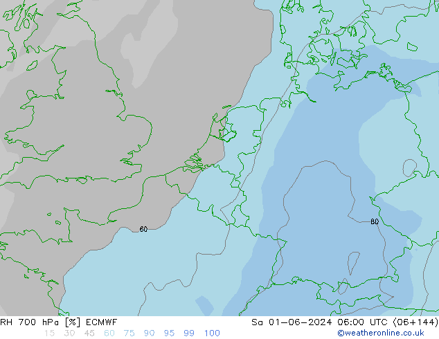 RV 700 hPa ECMWF za 01.06.2024 06 UTC