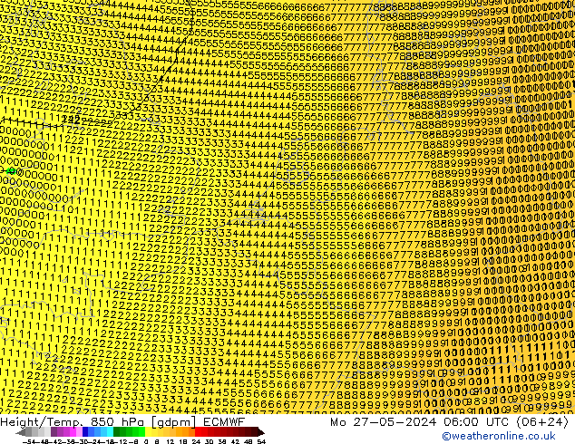 Height/Temp. 850 hPa ECMWF pon. 27.05.2024 06 UTC