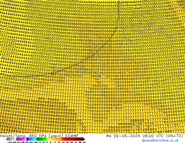 Height/Temp. 850 hPa ECMWF mer 29.05.2024 06 UTC