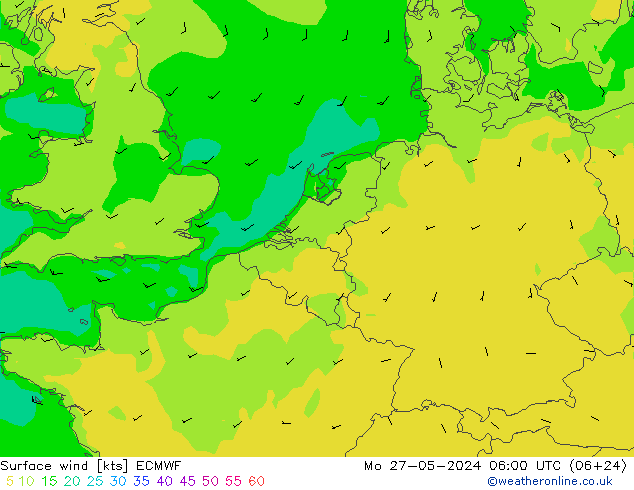 Bodenwind ECMWF Mo 27.05.2024 06 UTC