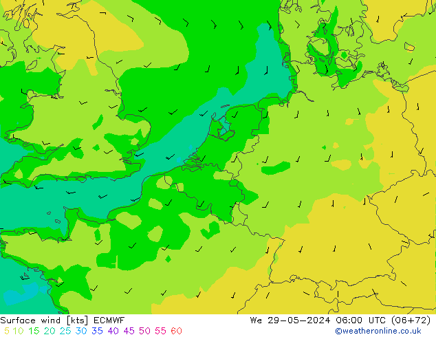 Surface wind ECMWF We 29.05.2024 06 UTC