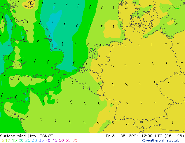 Vento 10 m ECMWF ven 31.05.2024 12 UTC