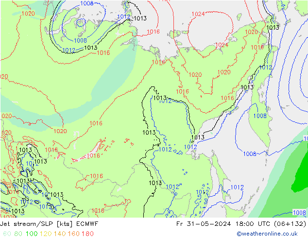 Jet Akımları/SLP ECMWF Cu 31.05.2024 18 UTC