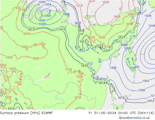 Surface pressure ECMWF Fr 31.05.2024 00 UTC