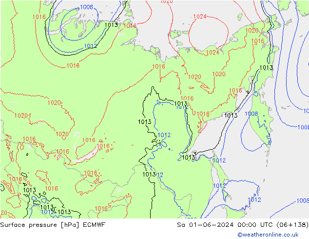 Atmosférický tlak ECMWF So 01.06.2024 00 UTC