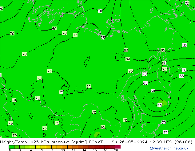 Height/Temp. 925 hPa ECMWF Su 26.05.2024 12 UTC