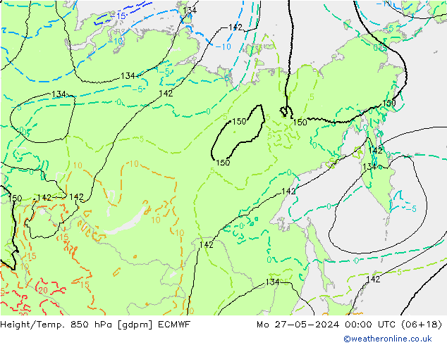 Height/Temp. 850 hPa ECMWF Mo 27.05.2024 00 UTC