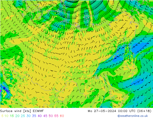 Surface wind ECMWF Mo 27.05.2024 00 UTC