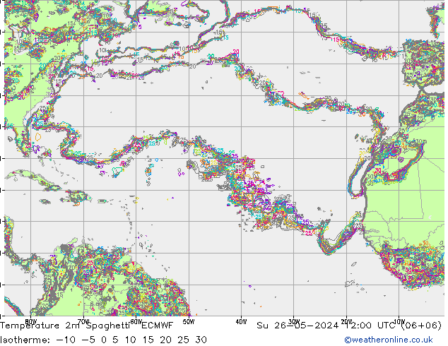 Temperatura 2m Spaghetti ECMWF Dom 26.05.2024 12 UTC