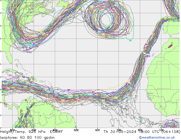 Hoogte/Temp. 925 hPa ECMWF do 30.05.2024 18 UTC