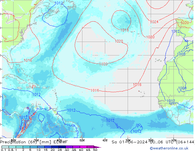 Precipitação (6h) ECMWF Sáb 01.06.2024 06 UTC