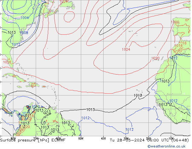 Surface pressure ECMWF Tu 28.05.2024 06 UTC