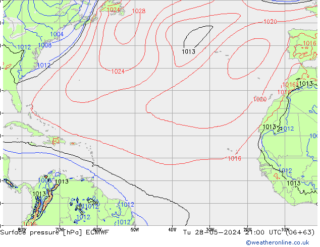 Pressione al suolo ECMWF mar 28.05.2024 21 UTC