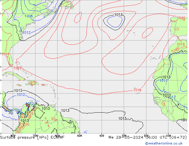 Pressione al suolo ECMWF mer 29.05.2024 06 UTC