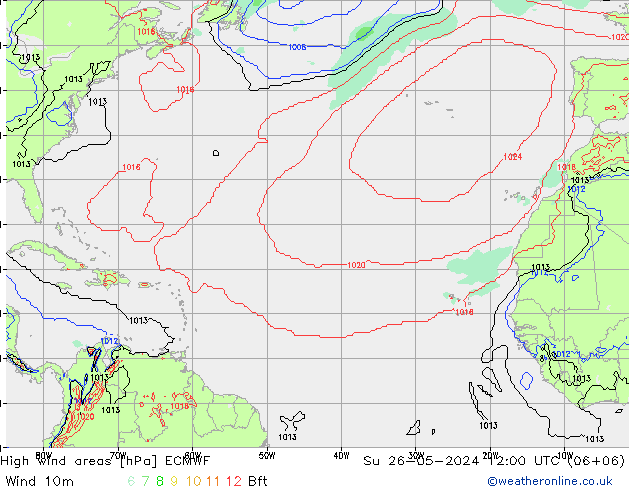 High wind areas ECMWF Ne 26.05.2024 12 UTC