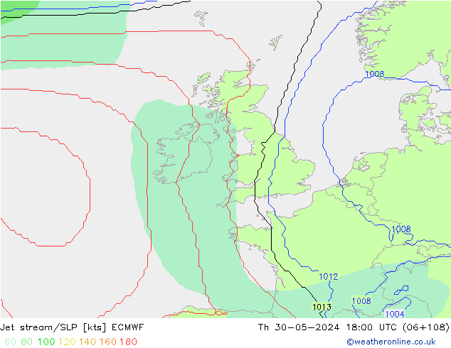 Polarjet/Bodendruck ECMWF Do 30.05.2024 18 UTC