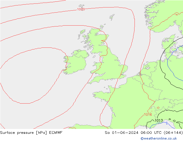 Atmosférický tlak ECMWF So 01.06.2024 06 UTC