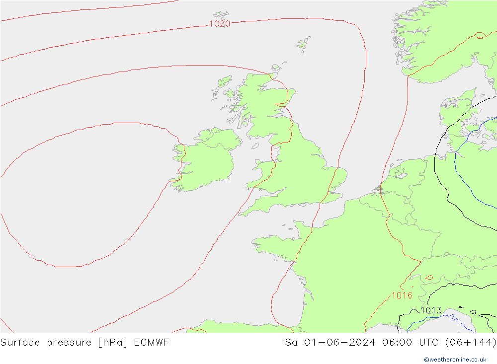 Surface pressure ECMWF Sa 01.06.2024 06 UTC