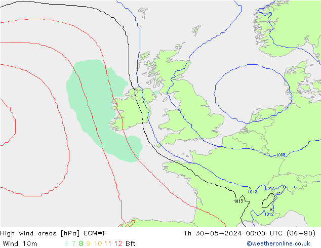 Windvelden ECMWF do 30.05.2024 00 UTC