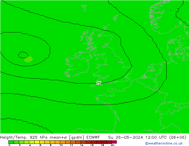 Height/Temp. 925 hPa ECMWF Su 26.05.2024 12 UTC