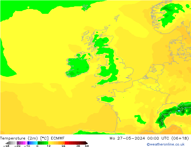 Temperature (2m) ECMWF Mo 27.05.2024 00 UTC