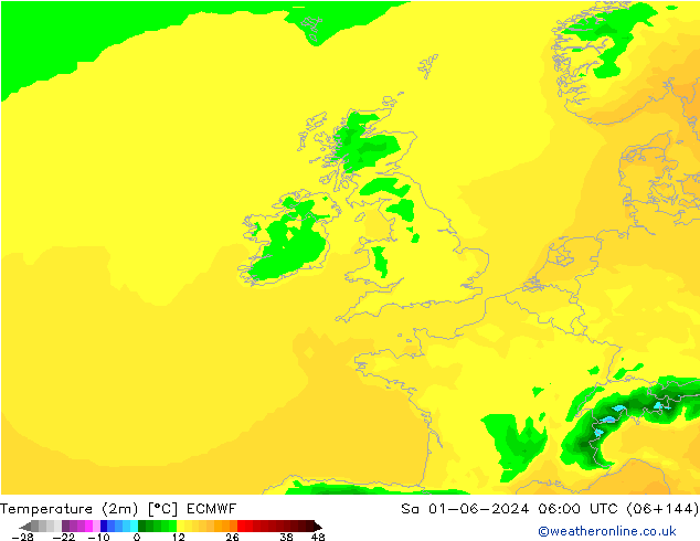 Sıcaklık Haritası (2m) ECMWF Cts 01.06.2024 06 UTC