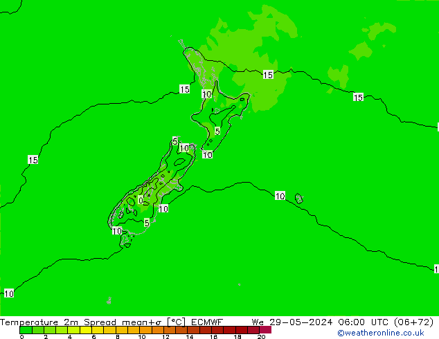 Temperature 2m Spread ECMWF St 29.05.2024 06 UTC